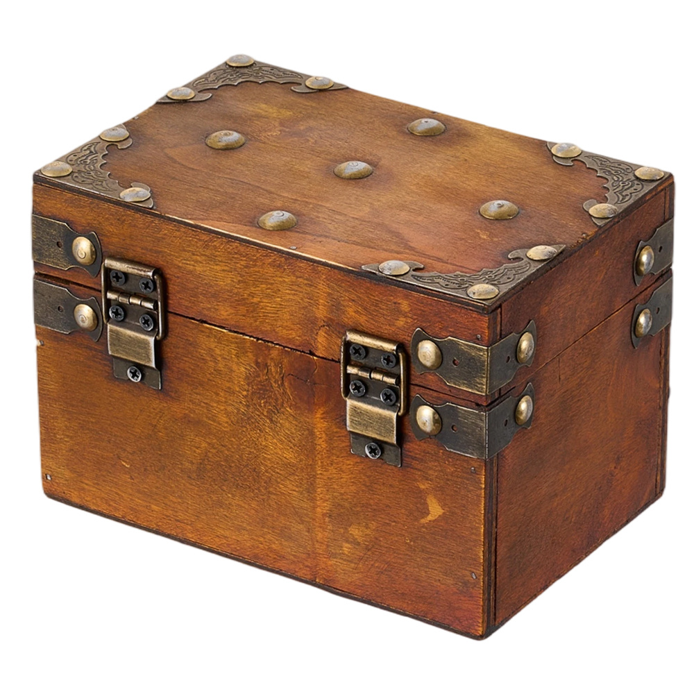 Vintage Small Wooden Jewelry Box with Lock, Keepsake Gift